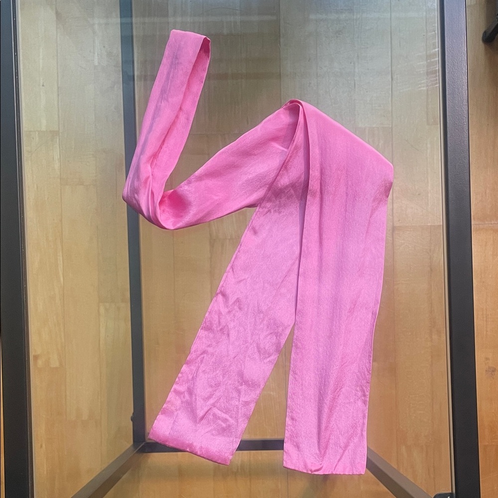 Elegant Bright Pink Silk Tie Scarf